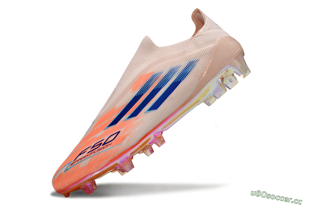 Men's Adidas F50 Elite Laceless FG Firm Ground Low-Tops Football Boots - Pink/Blue/Gold 5