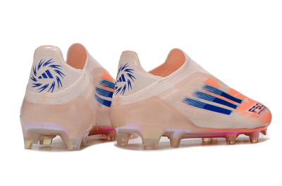 Men's Adidas F50 Elite Laceless FG Firm Ground Low-Tops Football Boots - Pink/Blue/Gold