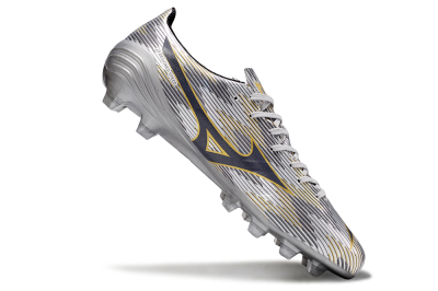 Men's Mizuno Alpha Beta FG Firm Ground Low-Tops Football Boots - Silver/Grey/Gold