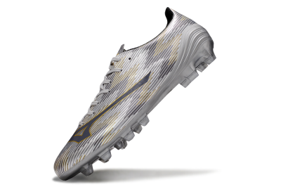 Men's Mizuno Alpha Beta FG Firm Ground Low-Tops Football Boots - Silver/Grey/Gold