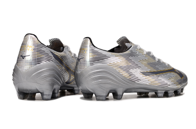 Men's Mizuno Alpha Beta FG Firm Ground Low-Tops Football Boots - Silver/Grey/Gold