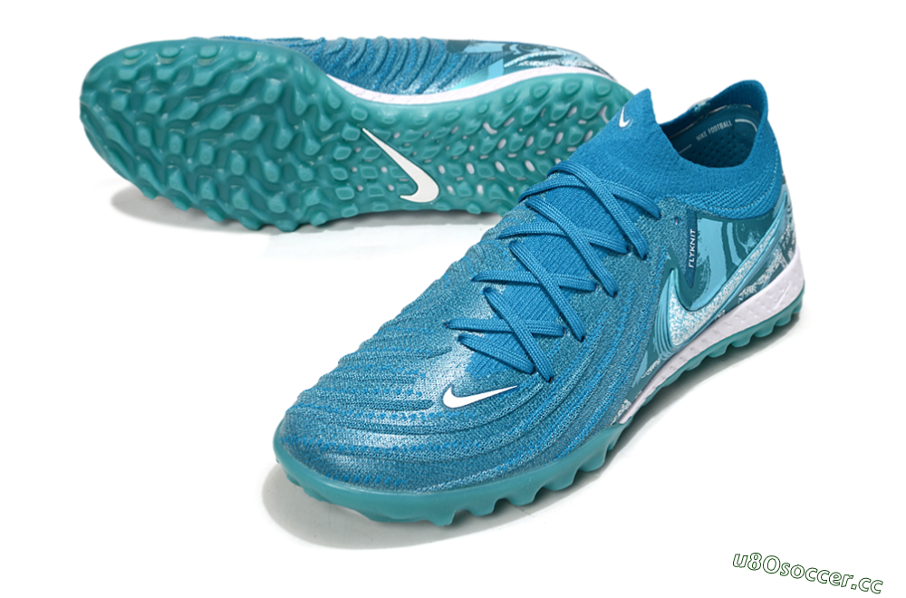 Men's Nike Phantom GX 2 Elite TF Artificial Turf Low-Tops Football Shoes - Blue/White 3