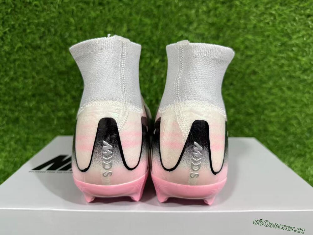 Unisex Nike Air Zoom Mercurial Superfly 10 Elite FG Firm Ground High-Tops Football Boots - White/Pink/Silver 9