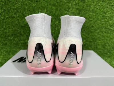 Unisex Nike Air Zoom Mercurial Superfly 10 Elite FG Firm Ground High-Tops Football Boots - White/Pink/Silver