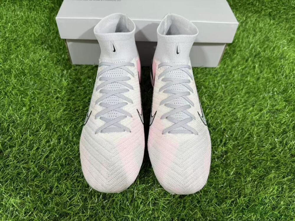 Unisex Nike Air Zoom Mercurial Superfly 10 Elite FG Firm Ground High-Tops Football Boots - White/Pink/Silver 11