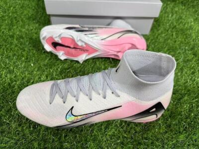 Unisex Nike Air Zoom Mercurial Superfly 10 Elite FG Firm Ground High-Tops Football Boots - White/Pink/Silver