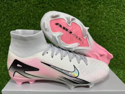 Unisex Nike Air Zoom Mercurial Superfly 10 Elite FG Firm Ground High-Tops Football Boots - White/Pink/Silver