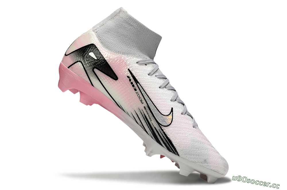 Unisex Nike Air Zoom Mercurial Superfly 10 Elite FG Firm Ground High-Tops Football Boots - White/Pink/Silver 5