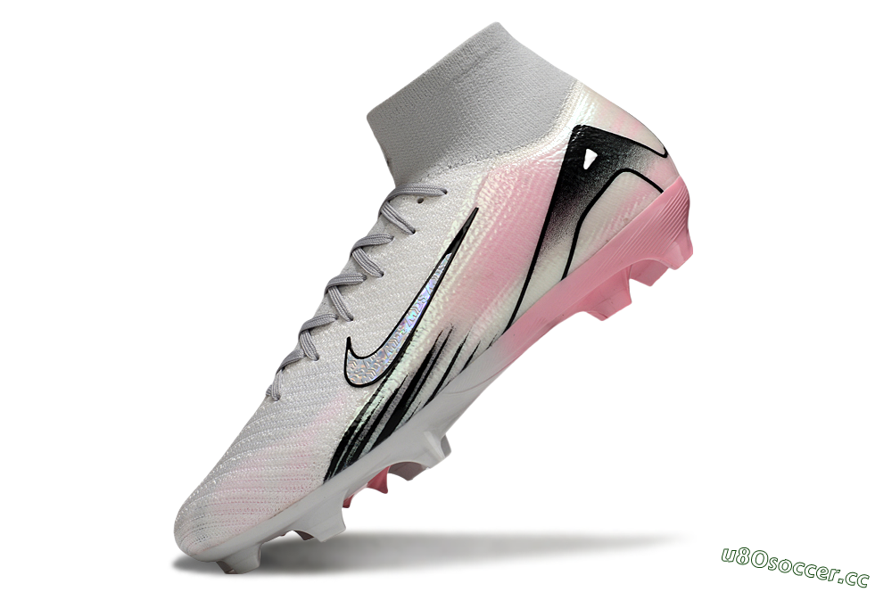 Unisex Nike Air Zoom Mercurial Superfly 10 Elite FG Firm Ground High-Tops Football Boots - White/Pink/Silver 6