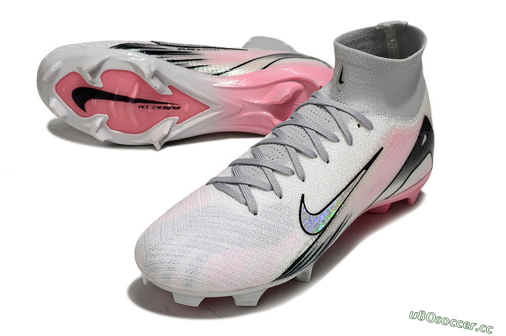 Unisex Nike Air Zoom Mercurial Superfly 10 Elite FG Firm Ground High-Tops Football Boots - White/Pink/Silver 3