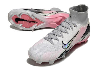 Unisex Nike Air Zoom Mercurial Superfly 10 Elite FG Firm Ground High-Tops Football Boots - White/Pink/Silver