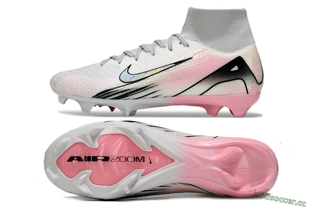 Unisex Nike Air Zoom Mercurial Superfly 10 Elite FG Firm Ground High-Tops Football Boots - White/Pink/Silver 1