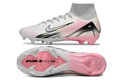 Unisex Nike Air Zoom Mercurial Superfly 10 Elite FG Firm Ground High-Tops Football Boots - White/Pink/Silver