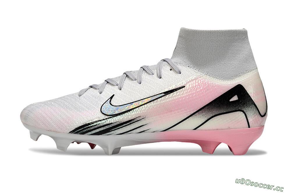 Unisex Nike Air Zoom Mercurial Superfly 10 Elite FG Firm Ground High-Tops Football Boots - White/Pink/Silver 0