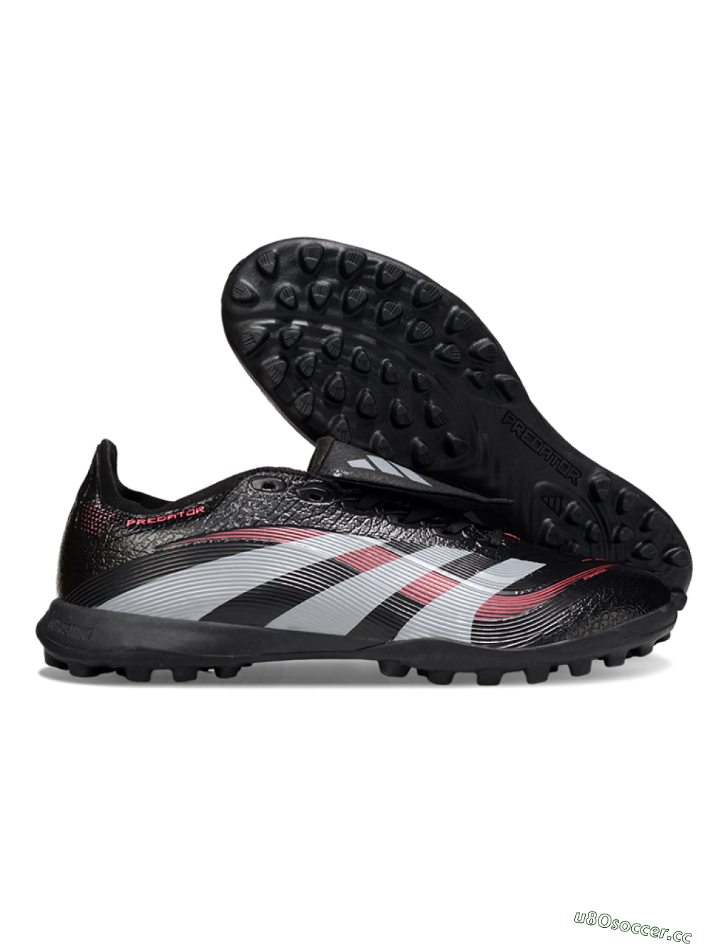 Men's Adidas Predator 25 Elite Foldover Tongue TF Artificial Turf Low-Tops Football Shoes - Black/Silver/Red 2