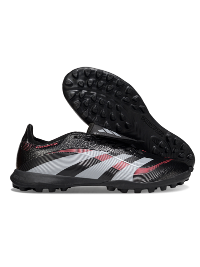 Men's Adidas Predator 25 Elite Foldover Tongue TF Artificial Turf Low-Tops Football Shoes - Black/Silver/Red
