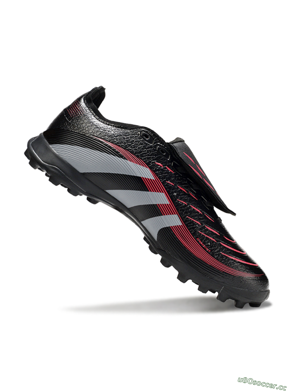 Men's Adidas Predator 25 Elite Foldover Tongue TF Artificial Turf Low-Tops Football Shoes - Black/Silver/Red 4