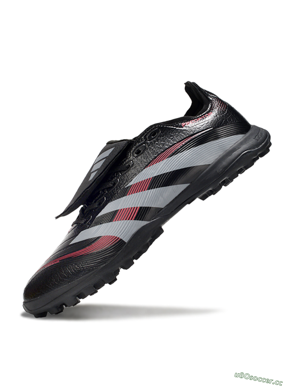 Men's Adidas Predator 25 Elite Foldover Tongue TF Artificial Turf Low-Tops Football Shoes - Black/Silver/Red 5