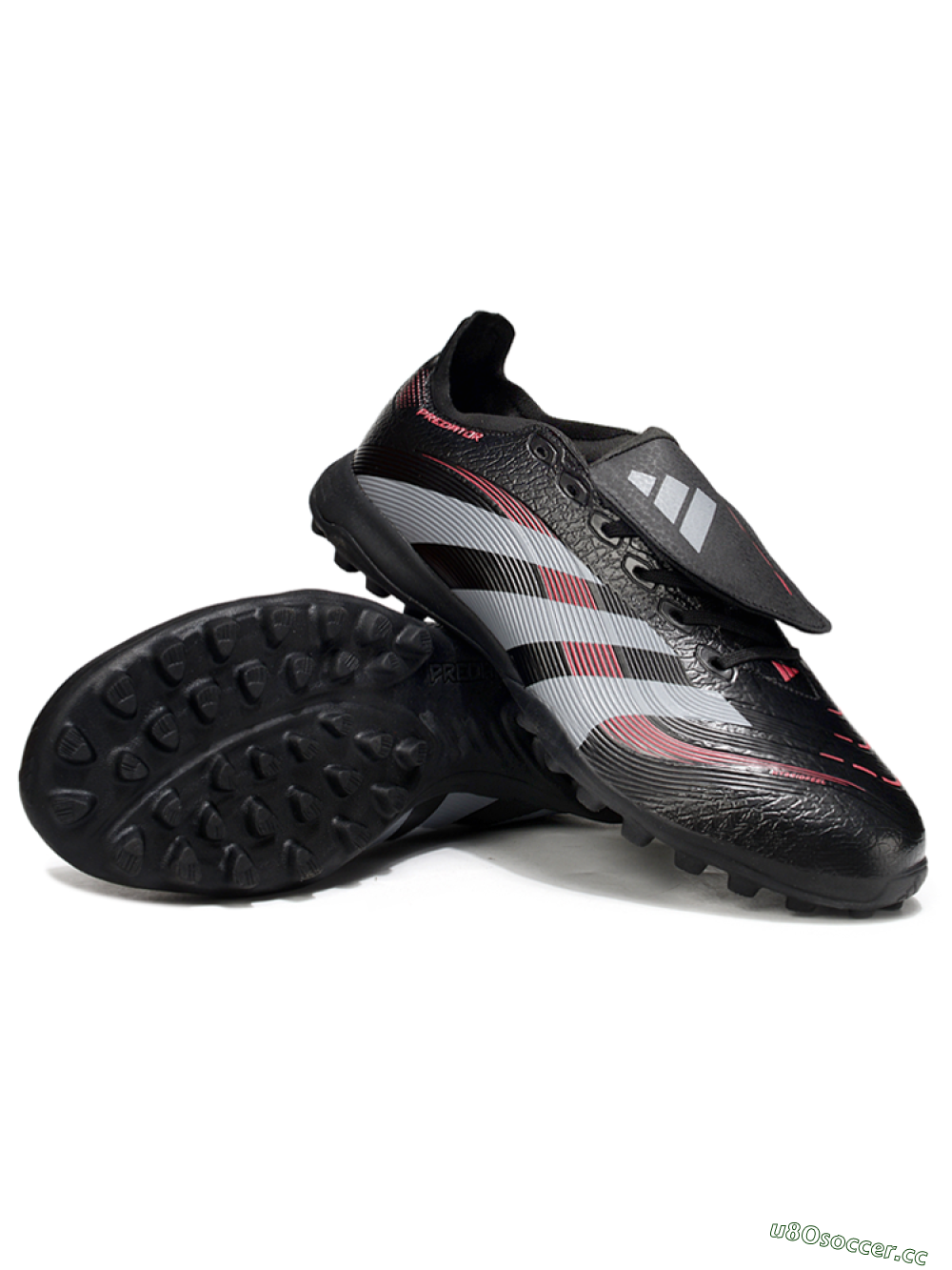 Men's Adidas Predator 25 Elite Foldover Tongue TF Artificial Turf Low-Tops Football Shoes - Black/Silver/Red 3