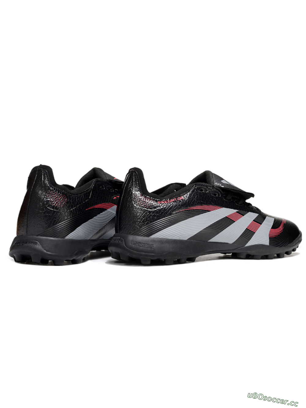 Men's Adidas Predator 25 Elite Foldover Tongue TF Artificial Turf Low-Tops Football Shoes - Black/Silver/Red 6