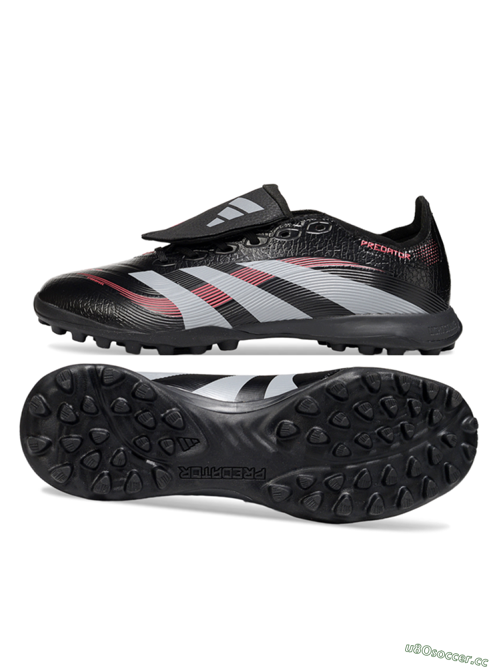 Men's Adidas Predator 25 Elite Foldover Tongue TF Artificial Turf Low-Tops Football Shoes - Black/Silver/Red 1