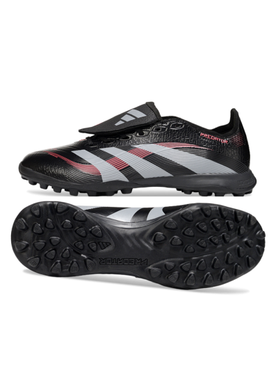 Men's Adidas Predator 25 Elite Foldover Tongue TF Artificial Turf Low-Tops Football Shoes - Black/Silver/Red