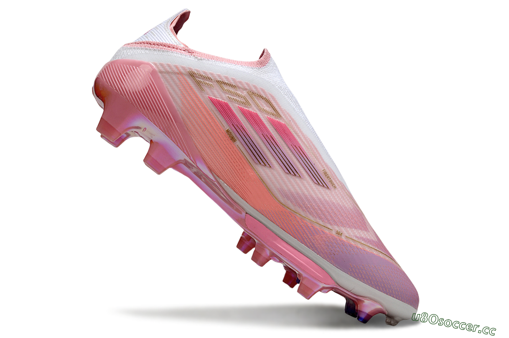 Unisex Adidas F50+ Elite Laceless FG Firm Ground Low-Tops Football Boots - Pink/White/Gold 5