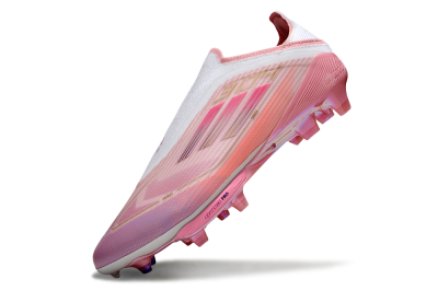 Unisex Adidas F50+ Elite Laceless FG Firm Ground Low-Tops Football Boots - Pink/White/Gold