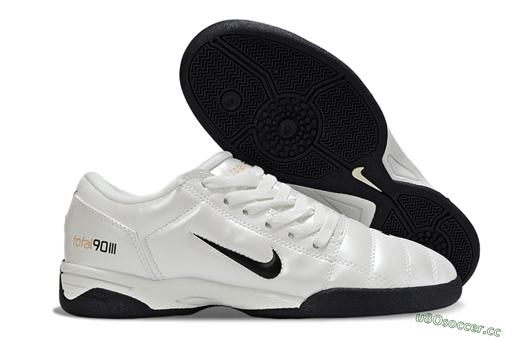 Men's Nike Total 90 III IC Indoor & Futsal Low-Tops Football Shoes - Beige/Black/White 2