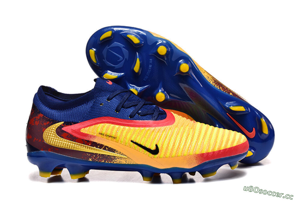 Men's Nike Phantom 6 Low Elite FG Firm Ground Low-Tops Football Boots - Blue/Gold/Red 2
