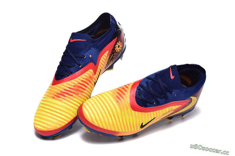 Men's Nike Phantom 6 Low Elite FG Firm Ground Low-Tops Football Boots - Blue/Gold/Red 6