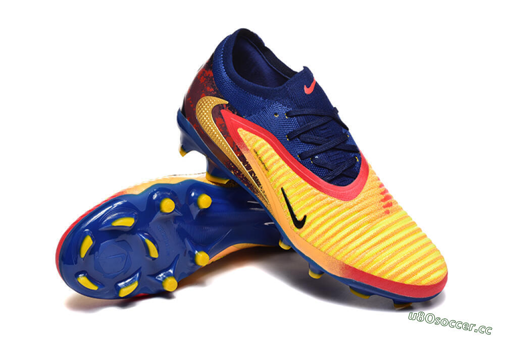Men's Nike Phantom 6 Low Elite FG Firm Ground Low-Tops Football Boots - Blue/Gold/Red 4