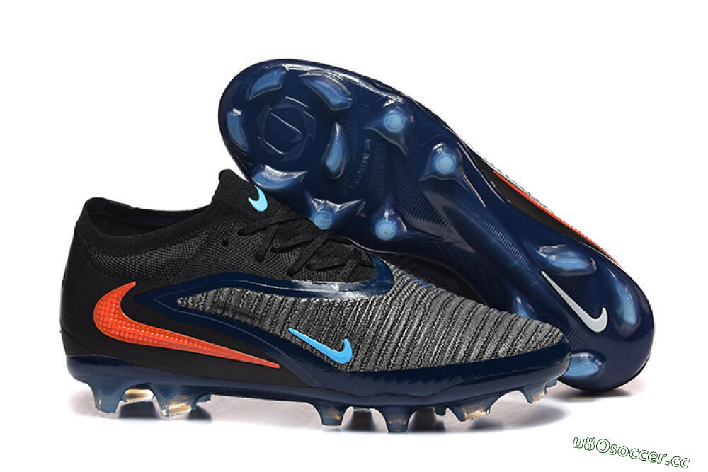 Men's Nike Phantom 6 Low Elite FG Firm Ground Low-Tops Football Boots - Black/Blue/Red 2