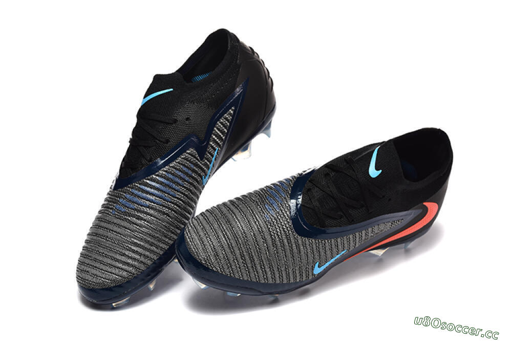 Men's Nike Phantom 6 Low Elite FG Firm Ground Low-Tops Football Boots - Black/Blue/Red 6
