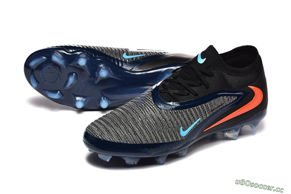 Men's Nike Phantom 6 Low Elite FG Firm Ground Low-Tops Football Boots - Black/Blue/Red 3