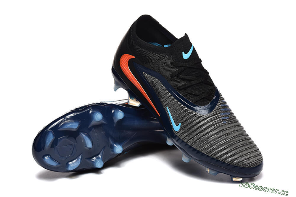 Men's Nike Phantom 6 Low Elite FG Firm Ground Low-Tops Football Boots - Black/Blue/Red 4