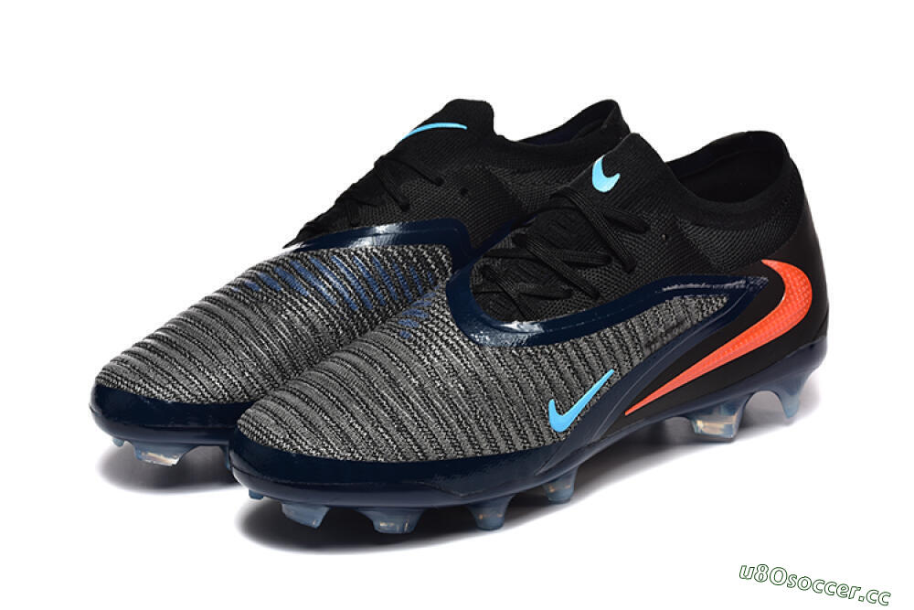 Men's Nike Phantom 6 Low Elite FG Firm Ground Low-Tops Football Boots - Black/Blue/Red 5