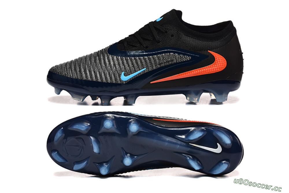 Men's Nike Phantom 6 Low Elite FG Firm Ground Low-Tops Football Boots - Black/Blue/Red 1