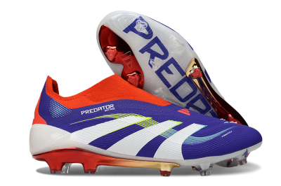 Unisex Adidas Predator 25 Elite Laceless FG Firm Ground Low-Tops Football Boots - Blue/White/Red