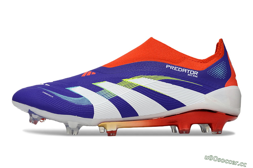 Unisex Adidas Predator 25 Elite Laceless FG Firm Ground Low-Tops Football Boots - Blue/White/Red 0
