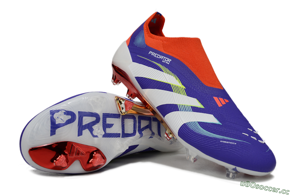 Unisex Adidas Predator 25 Elite Laceless FG Firm Ground Low-Tops Football Boots - Blue/White/Red 3