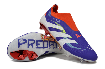 Unisex Adidas Predator 25 Elite Laceless FG Firm Ground Low-Tops Football Boots - Blue/White/Red