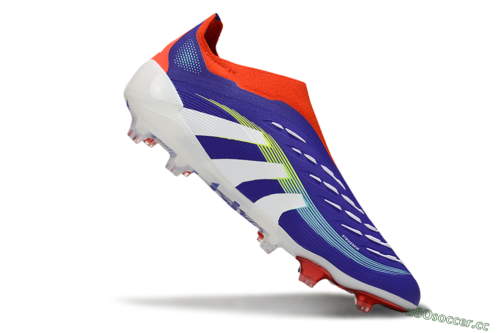 Unisex Adidas Predator 25 Elite Laceless FG Firm Ground Low-Tops Football Boots - Blue/White/Red 4