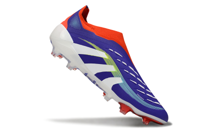 Unisex Adidas Predator 25 Elite Laceless FG Firm Ground Low-Tops Football Boots - Blue/White/Red