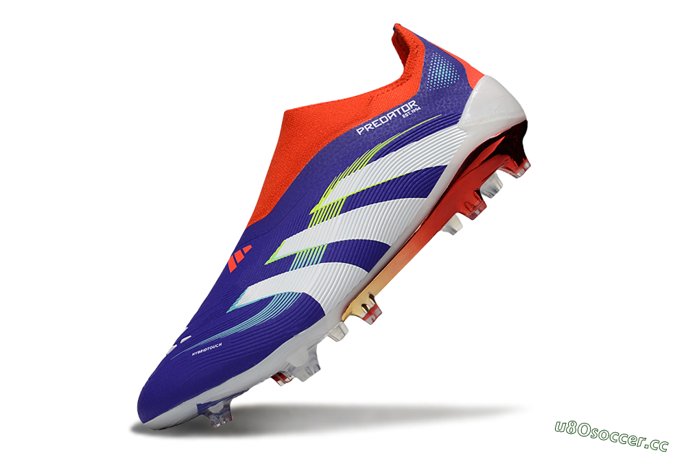 Unisex Adidas Predator 25 Elite Laceless FG Firm Ground Low-Tops Football Boots - Blue/White/Red 5