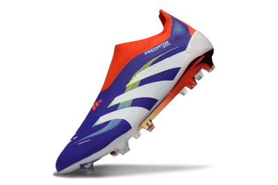 Unisex Adidas Predator 25 Elite Laceless FG Firm Ground Low-Tops Football Boots - Blue/White/Red