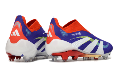 Unisex Adidas Predator 25 Elite Laceless FG Firm Ground Low-Tops Football Boots - Blue/White/Red