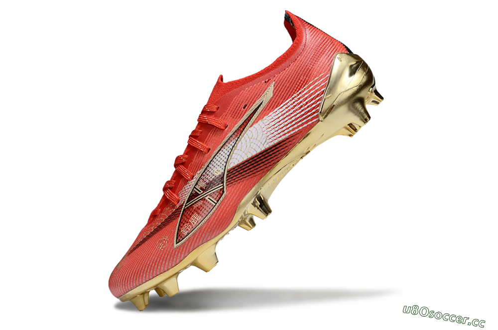 Men's Puma Ultra 5 Ultimate FG Firm Ground Low-Tops Football Boots - Red/White/Gold 5