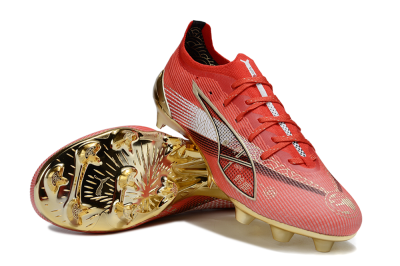 Men's Puma Ultra 5 Ultimate FG Firm Ground Low-Tops Football Boots - Red/White/Gold