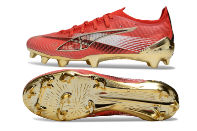 Men's Puma Ultra 5 Ultimate FG Firm Ground Low-Tops Football Boots - Red/White/Gold